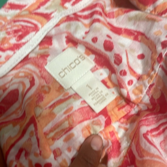 Chico’s Button Up Coral Shirt Size M - Picture 4 of 9